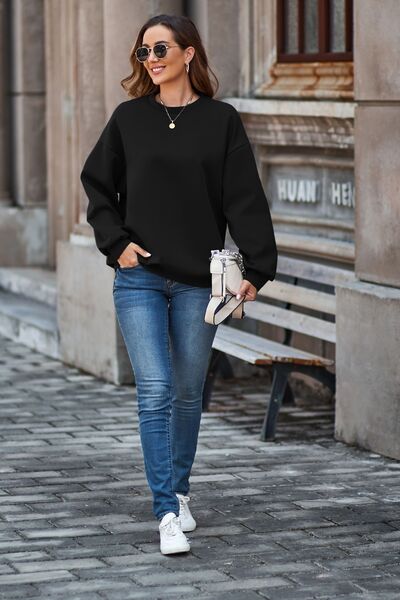 Round Neck Dropped Shoulder Sweatshirt