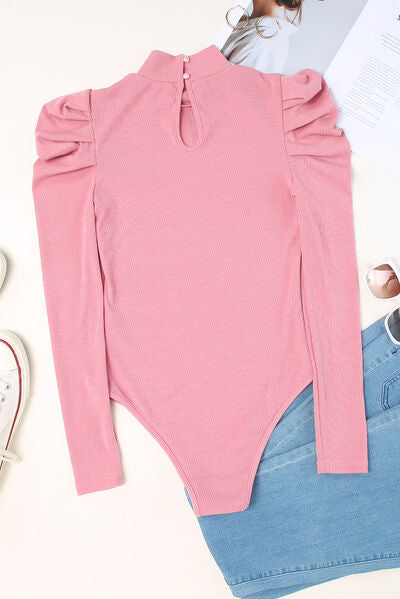 Mock Neck Puff Sleeve Bodysuit