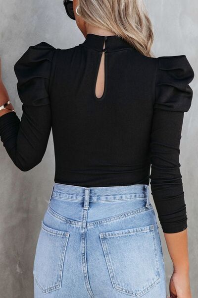 Mock Neck Puff Sleeve Bodysuit