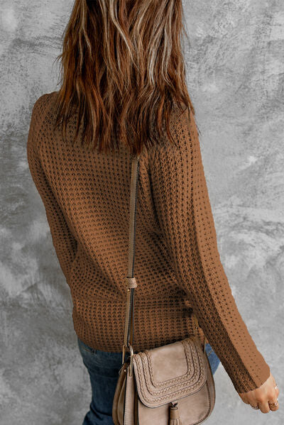 Decorative Button Mock Neck Sweater