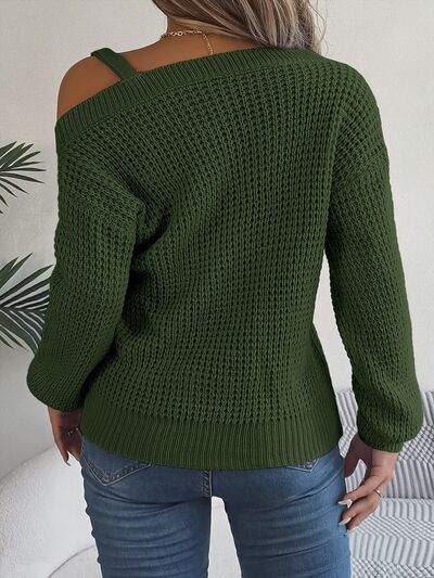 Asymmetrical Neck Long Sleeve Sweater